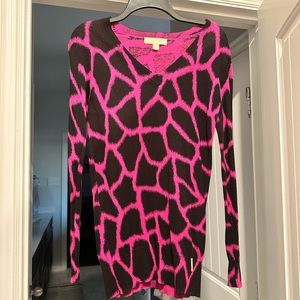 Michael Kors black and pink giraffe sweater